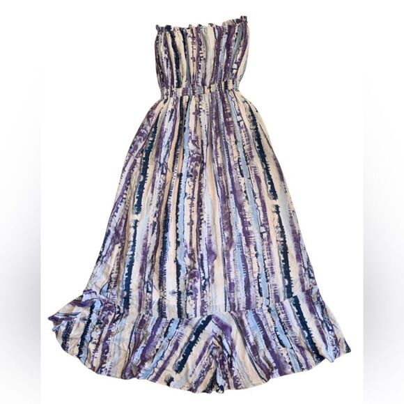 Allison Joy Andy Tie Dye Strapless Button Front Maxi Dress Size Medium - Picture 4 of 9